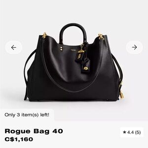 Coach Rogue 40 bag in black. Perfect condition